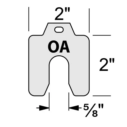 Individual 2.00 x 2.00 x .002" Stainless Slotted Shim  .002-OA-10