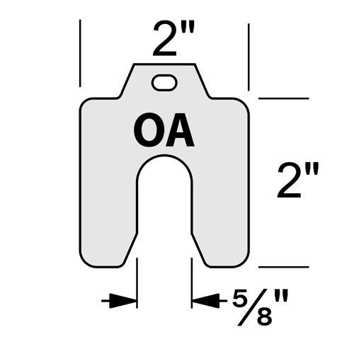 Individual 2.00 x 2.00 x .015" Stainless Slotted Shim  .015-OA-10
