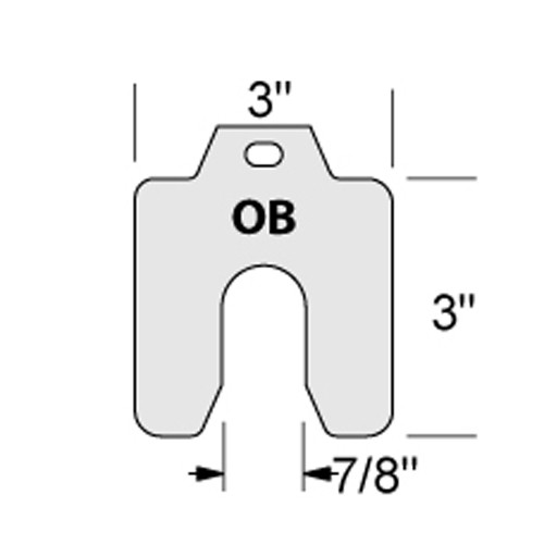 Individual 3.00 x 3.00 x .003" Stainless Slotted Shim  .003-OB-10
