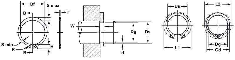 External Metric Phosphated Standard Retaining Ring  DSH-237-PA