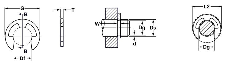 External Metric Phosphated E-Clip Retaining Ring  DE-019-PA