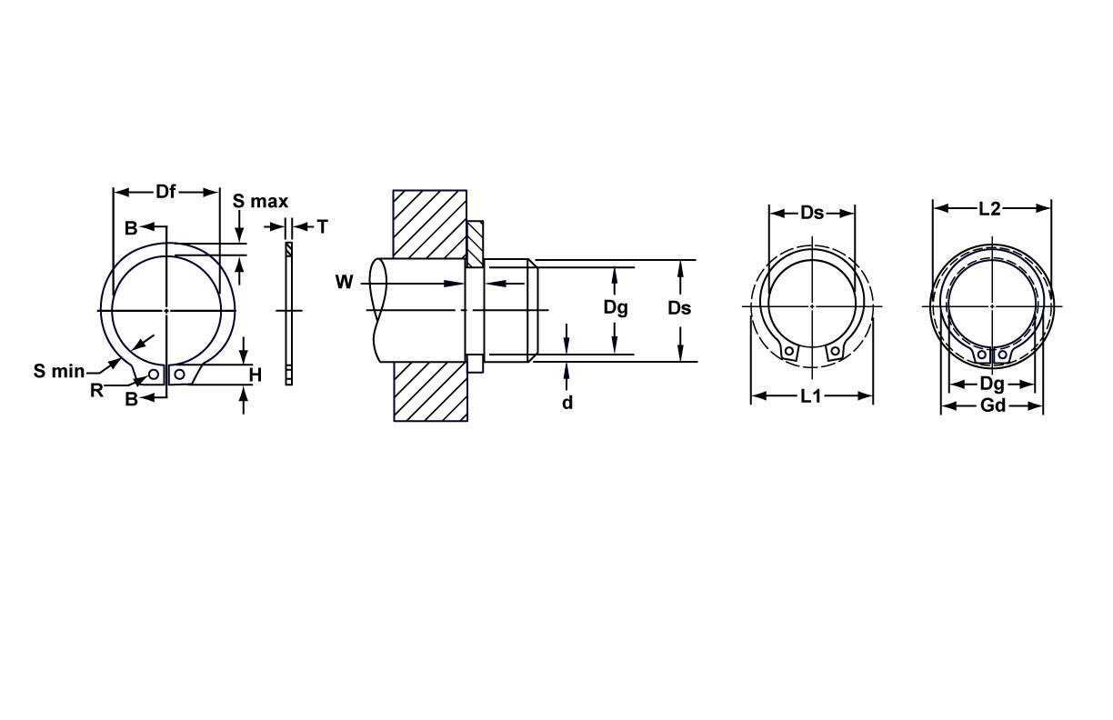 External SAE Phosphated Heavy Standard Retaining Ring  SHR-0125-PA