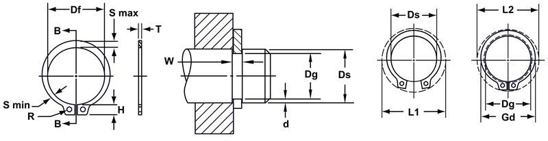 External SAE Phosphated Standard Retaining Ring  SH-0250-PA