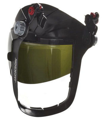 Jackson® Quad 500® Series Clear Face Shield w/Flip-up IR 5.0 Visor - Hard Hat Slot Adaptor  14235