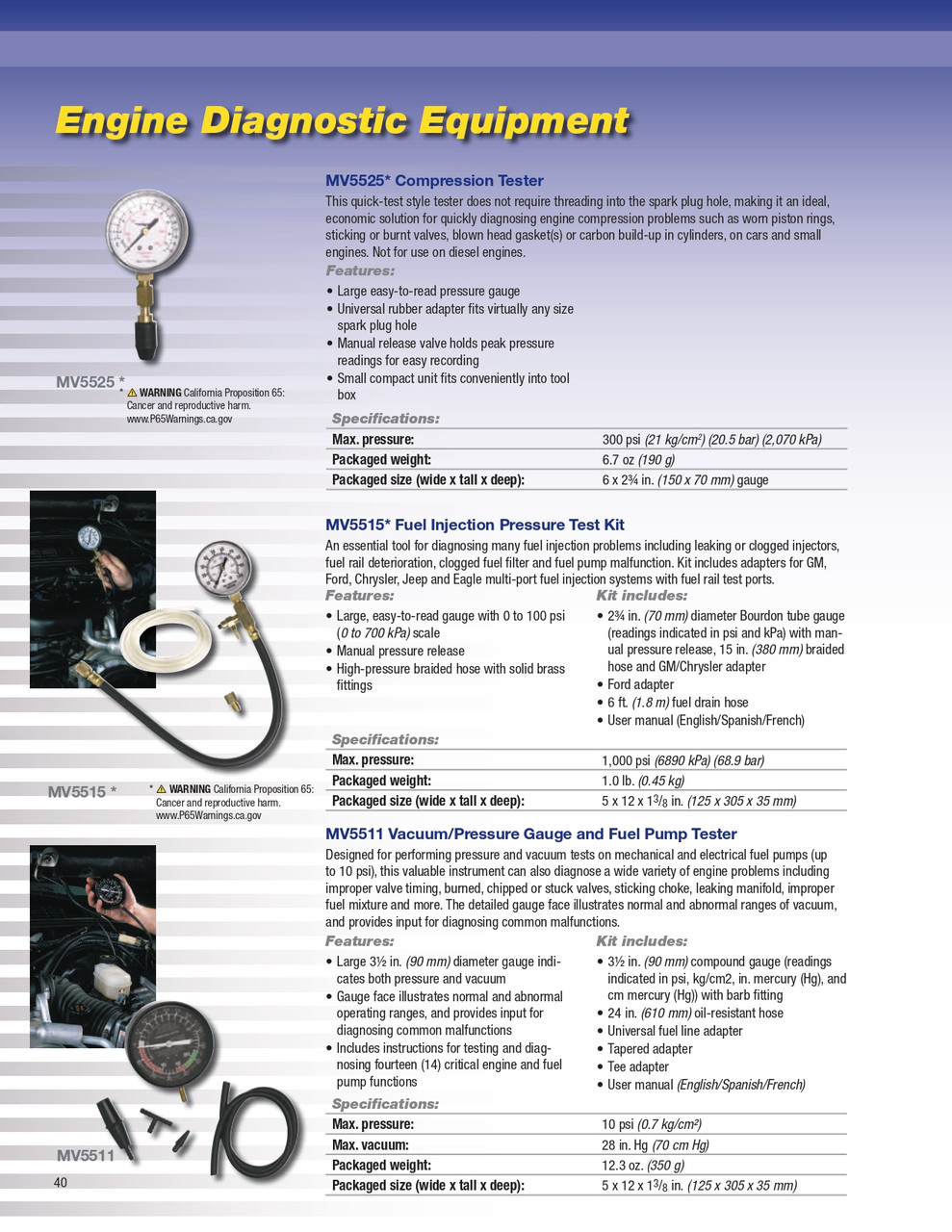 Vacuum/Pressure Gauge & Fuel Pump Tester   MV5511