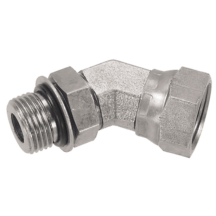 3/4"-16 x 1/2" Steel Male ORB - Female NPSM Swivel 45° Elbow  0641-08-08
