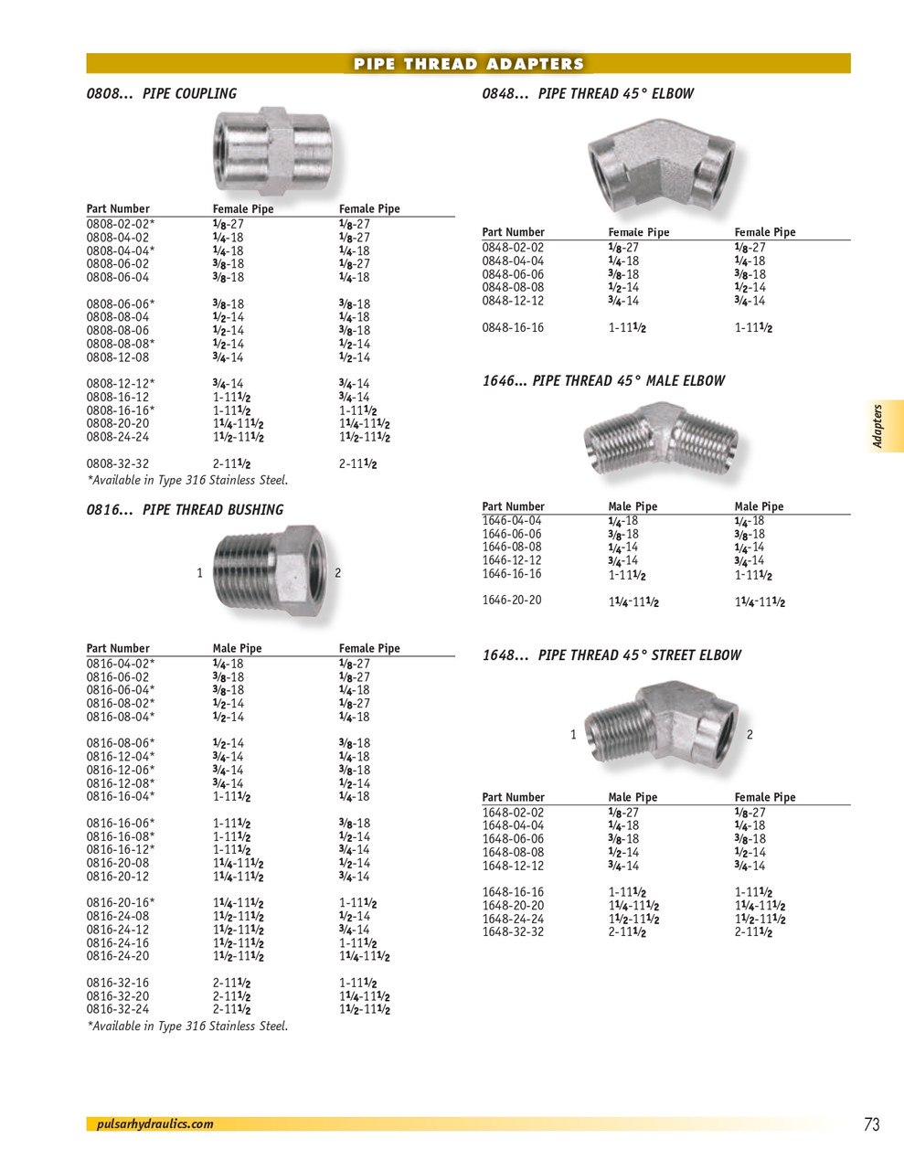 1/8 x 1/8" Steel Female NPT - Female NPT 45° Elbow  0848-02-02