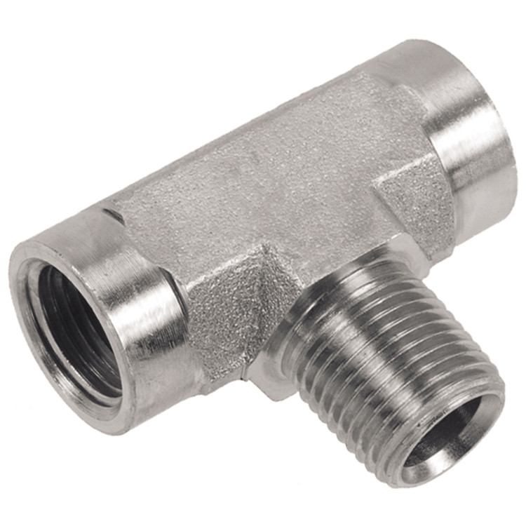 1/2 x 1/2 x 1/2" Steel Male NPT - Female NPT - Female NPT Tee  08T86-08-08