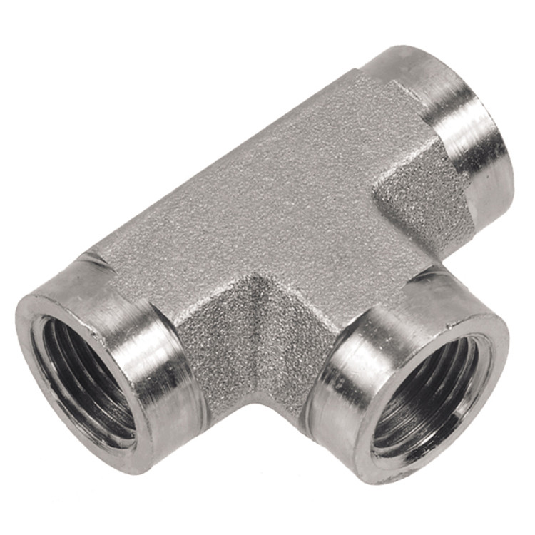 1/4 x 1/4 x 1/4" Steel Female NPT - Female NPT - Female NPT Tee  08T88-04-04