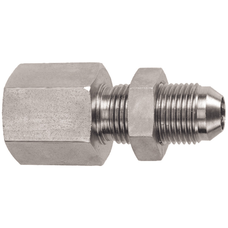 3/8 x 1/2" Steel Female NPT - Male 37° JIC Bulkhead  1508BH-06-08