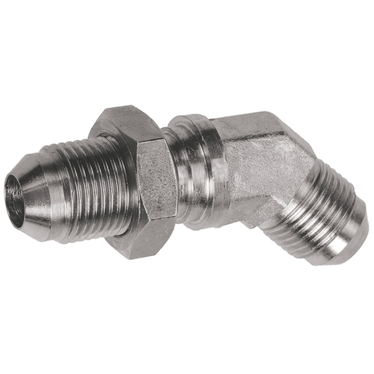 1 x 1" Steel Male 37° JIC - Male 37° JIC Bulkhead 45° Elbow  1545BH-16-16