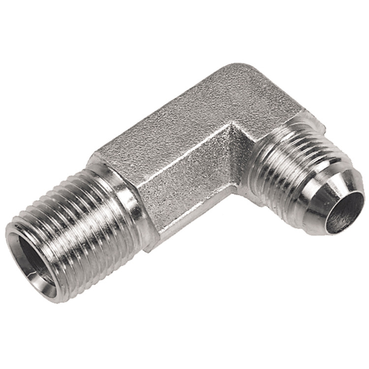 1/8 x 1/4" Steel Male NPT - Male 37° JIC 90° Long Drop Elbow  1596L-02-04