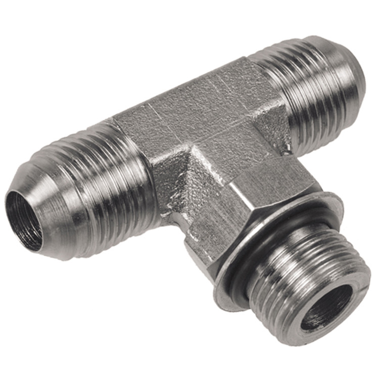 1-3/16"-12 x 7/8 x 7/8" Steel Male ORB - Male 37° JIC - Male 37° JIC Tee  15T51-14-14