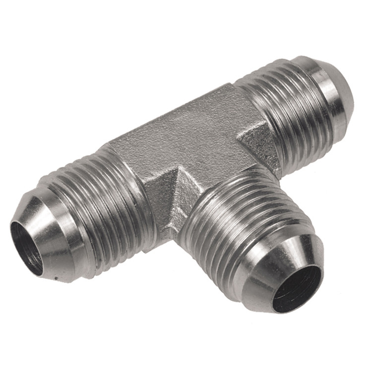 9/16"-18 x 3/8 x 3/8" Stainless Steel Male ORB - Male 37° JIC - Male 37° JIC Tee  15T55SS-06-06