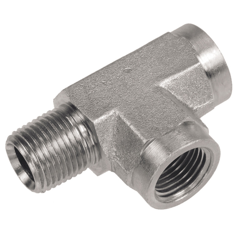 3/8 x 3/8 x 3/8" Steel Male NPT - Female NPT - Female NPT Tee  16T88-06-06