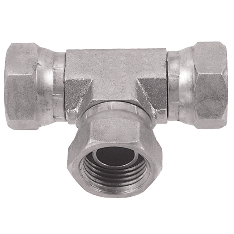 1/8 x 1/8 x 1/8" Steel Female BSPP - Female BSPP - Female BSPP Swivel Tee   26T26-02-02