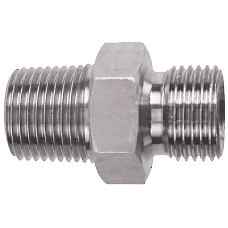 3/4 x 3/4" Steel Male NPT - Male BSPP Hex Nipple   36016-12-12