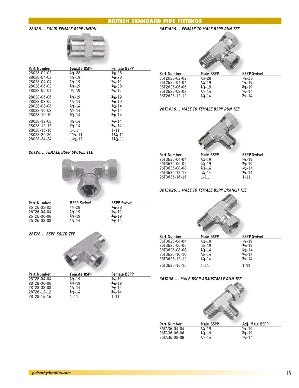 3/8 x 3/8 x 3/8" Steel Male BSPP - Male BSPP - Female BSPP Tee   36T3626-06-06