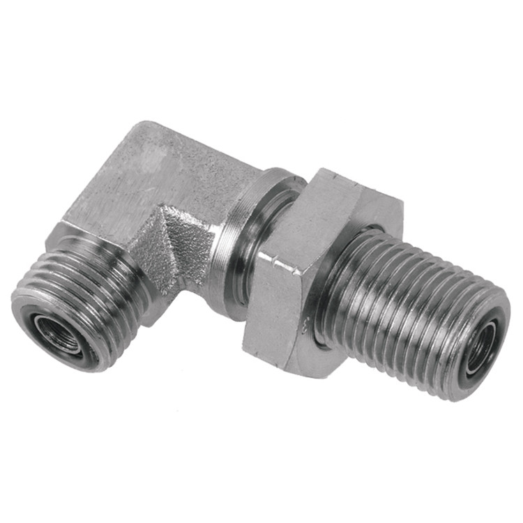 13/16"-16 x 13/16"-16 Steel Male ORFS - Male ORFS Bulkhead 90° Elbow  93993BH-08-08