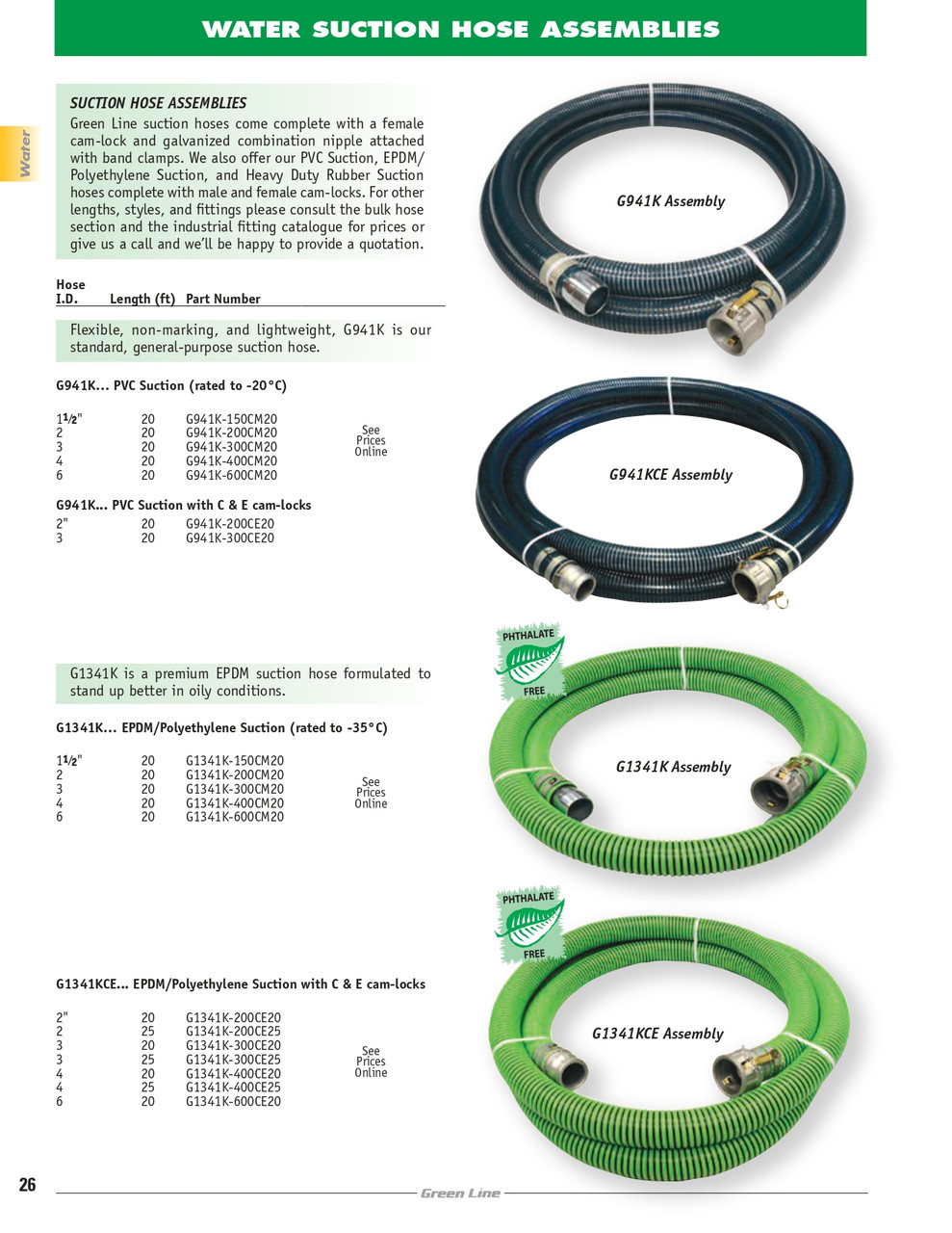 1-1/2" x 20' EPDM/Polyethylene Suction Hose Assembly   G1341K-150CM20