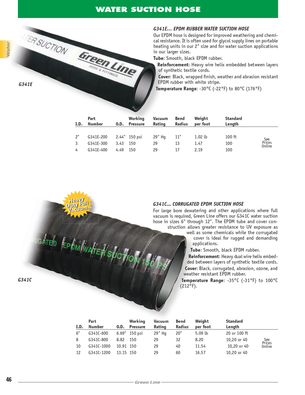 12" Corrugated EPDM Suction Hose   G341C-1200