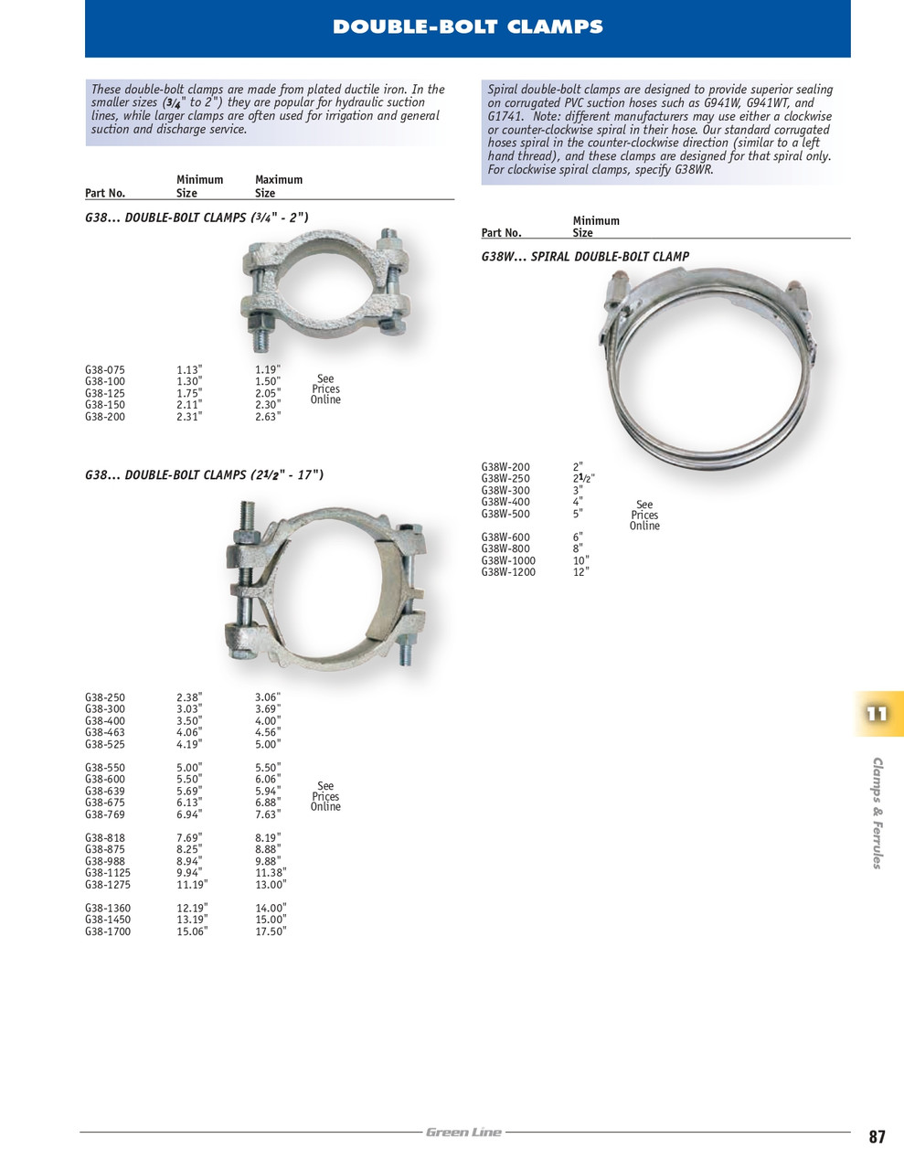 2-1/2" Counter-Clockwise Spiral Bolt Clamp  G38W-250