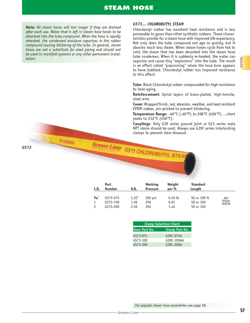1" Chlorobutyl Steam Hose   G573-100