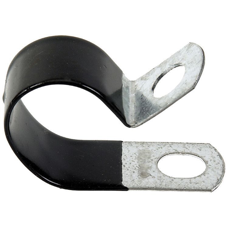 2-1/4" I.D. Plated Steel - Rubber Cushioned Tube Strap - 13/32" Bolt Hose  G6-36