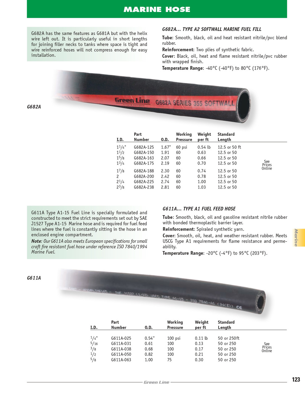 1-7/8" Type A2 Softwall Marine Fuel Fill Hose   G682A-188