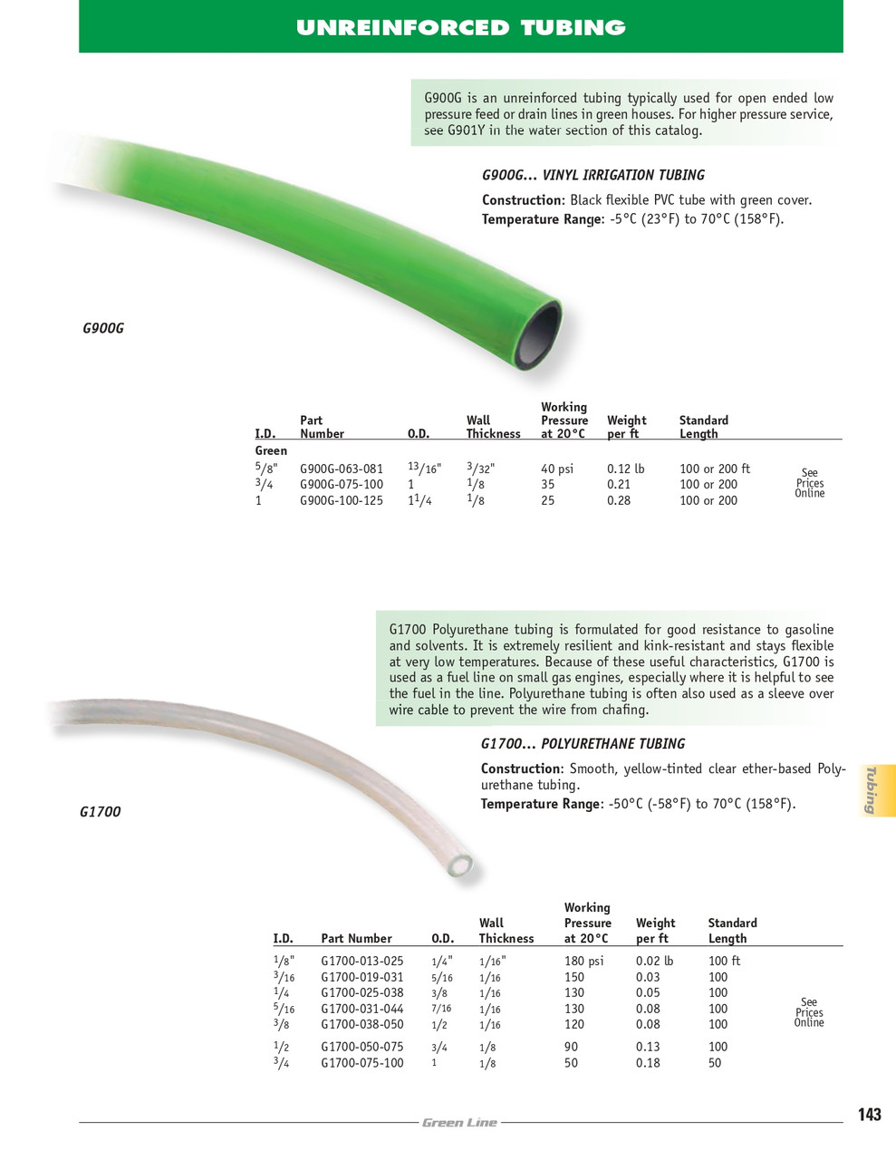 1 x 1-1/4" Vinyl Irrigation Tubing   G900G-100-125
