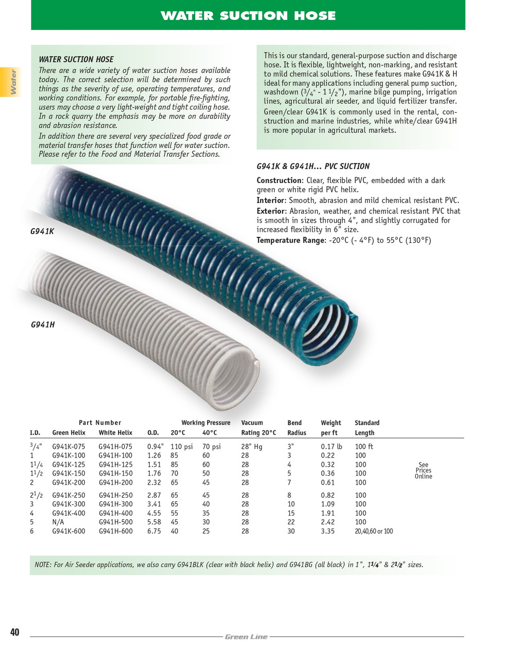 1-1/4" PVC Suction Hose    G941H-125