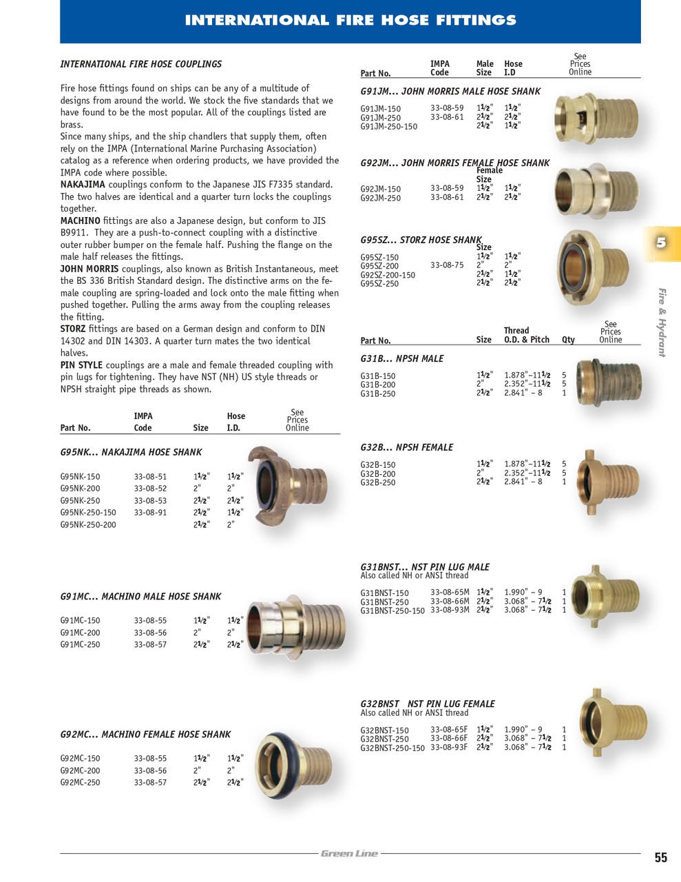 1-1/2 x 1-1/2" Brass Storz - Hose Barb  G95SZ-150