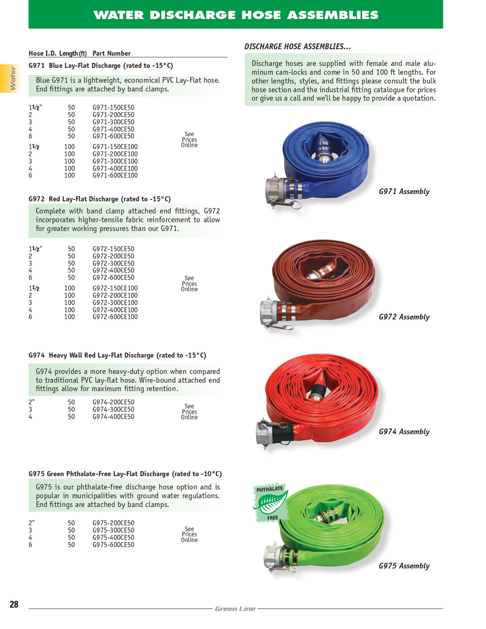 6" x 50' Red Lay-Flat Discharge Hose Assembly   G972-600CE50