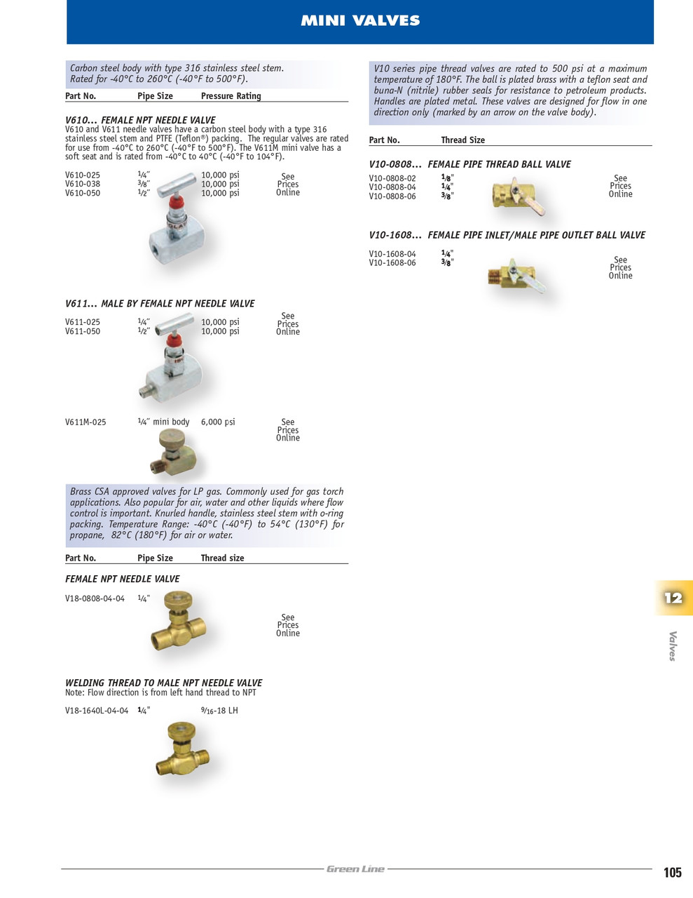 3/8" Brass Single Direction 500 PSI Male NPT - Female NPT Ball Valve  V10-1608-06
