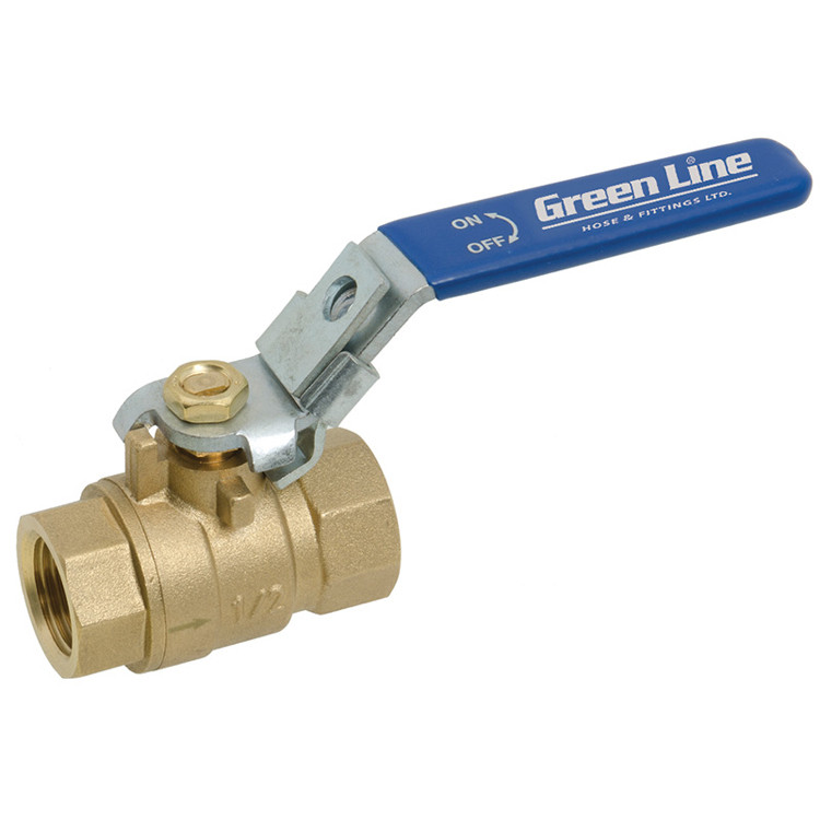 2" Brass Full Port 600 PSI Female NPT Bleed Ball Valve w/ Locking Handle  V202LB-200