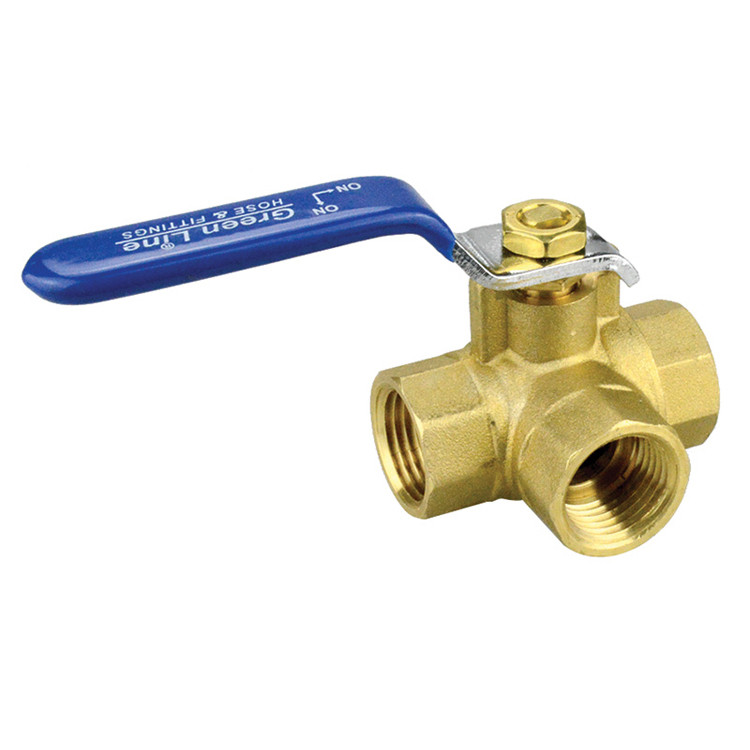 1-1/2" Brass 400 PSI Female NPT 3-Way Ball Valve  V203-150