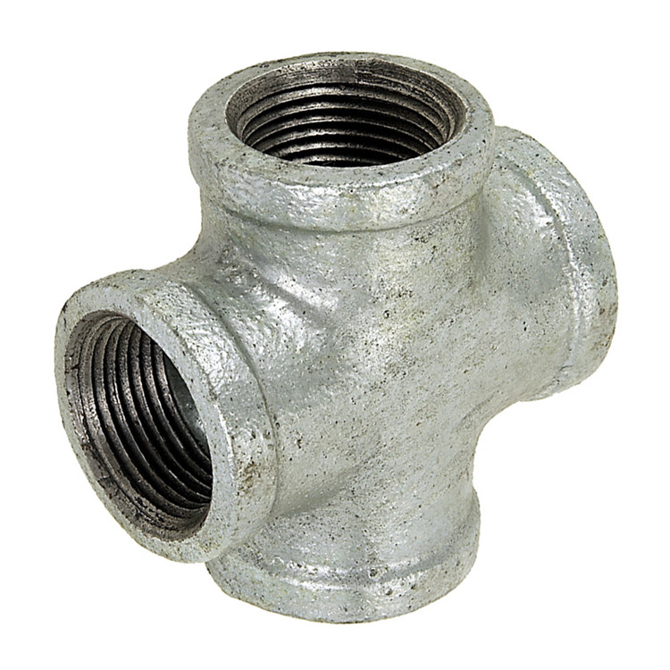 1/2" Sch. 40 Galvanized Iron Female NPT Cross   G08X88G-050-050