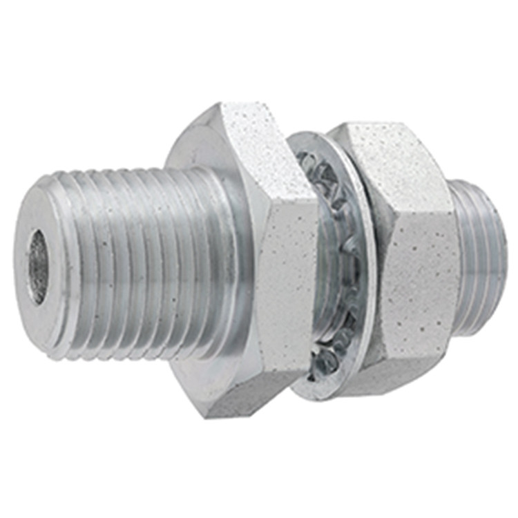 1/2 x 3/8" Steel Male NPT - Female NPT Bulkhead Coupling   G0816BH-08-06
