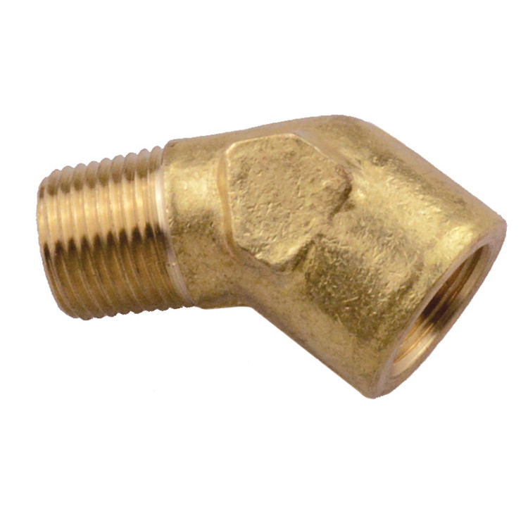 1/8 x 1/8" Brass Male NPT - Female NPT 45° Street Elbow   G1648B-02-02