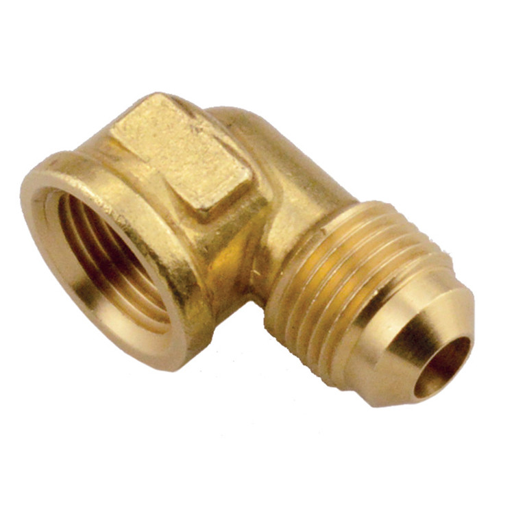 1/2 x 5/8" Brass Female NPT - Male 45° SAE Flare 90° Elbow   G1498-08-10