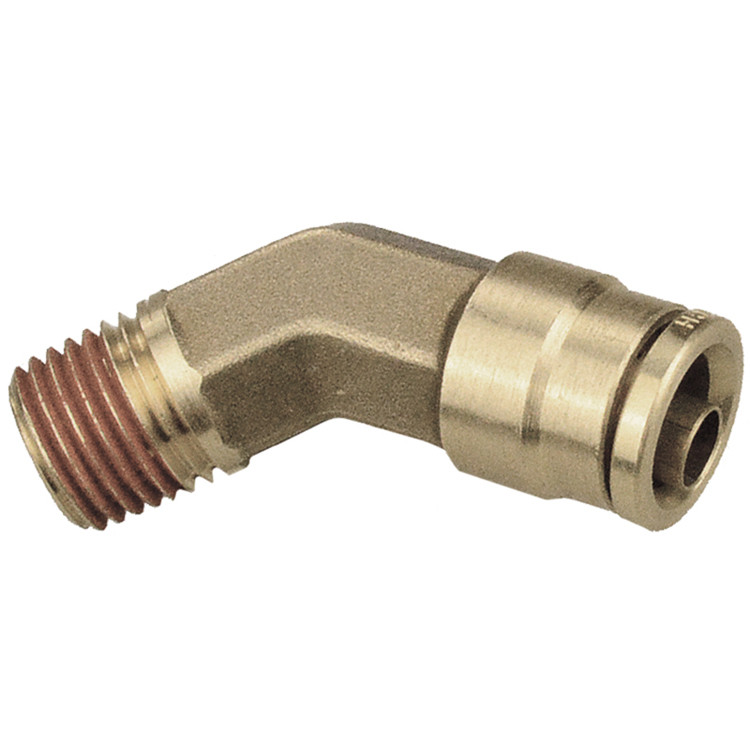 1/8 x 3/8" Brass Male NPT - DOT Push-To-Connect 45° Elbow   G7046P-02-06