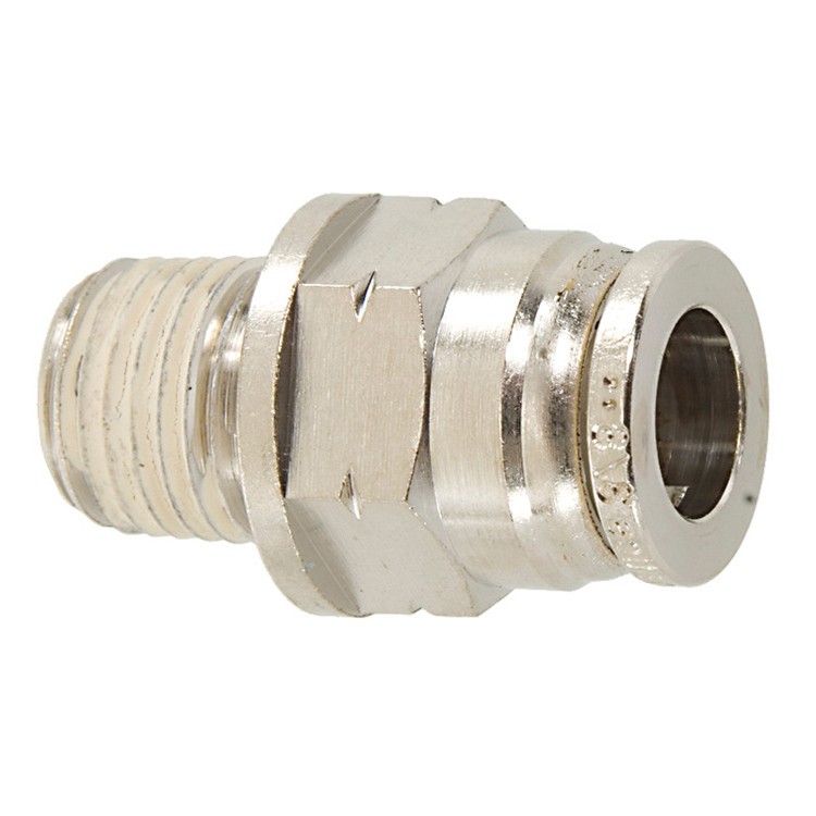 1/8 x 1/4" Nickel Plated Brass Male NPT - Push-To-Connect Connector   G6016P-02-04