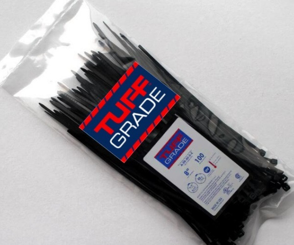 1000 Pc. 8" 40 lb. Black UV Resitant Cable Tie  A-08-40-0-M