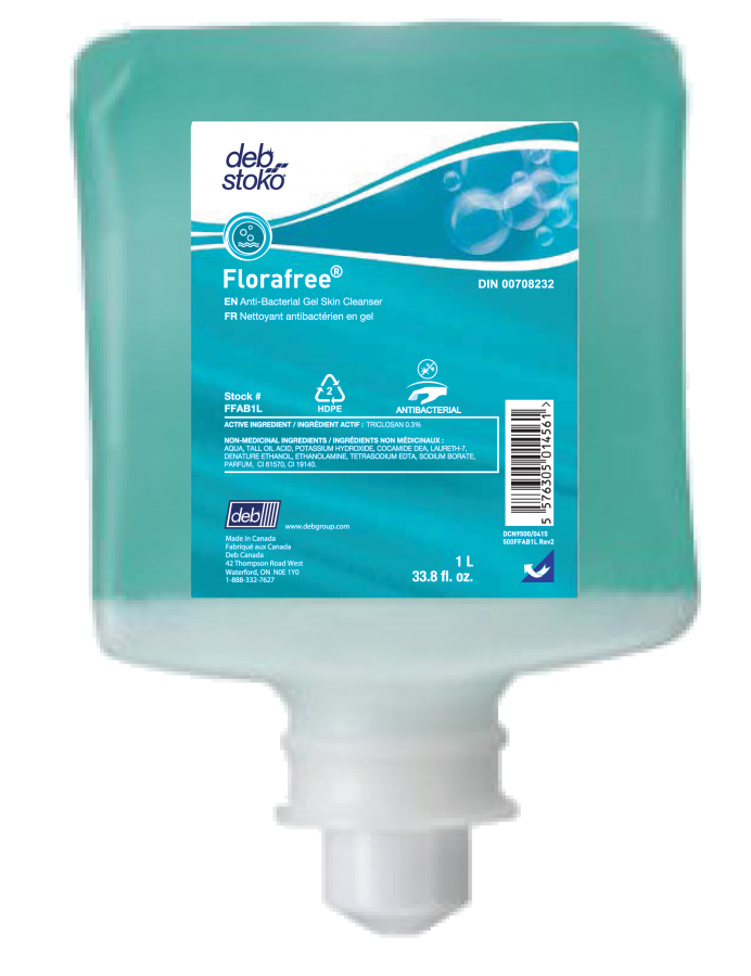 Deb Florafree® Anti-Bacterial Gel Skin Cleanser 1L Refill Cartridge  FFAB1L