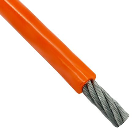 3/32" x 3/16" @ 7x7 Orange PVC Coated Galvanized Wire Rope   2717 0012