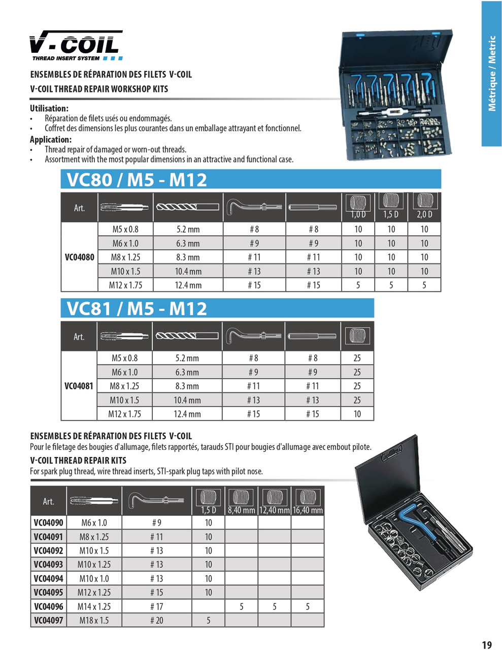 M5 - M12 V-Coil® Thread Repair Workshop Kit   VC04080