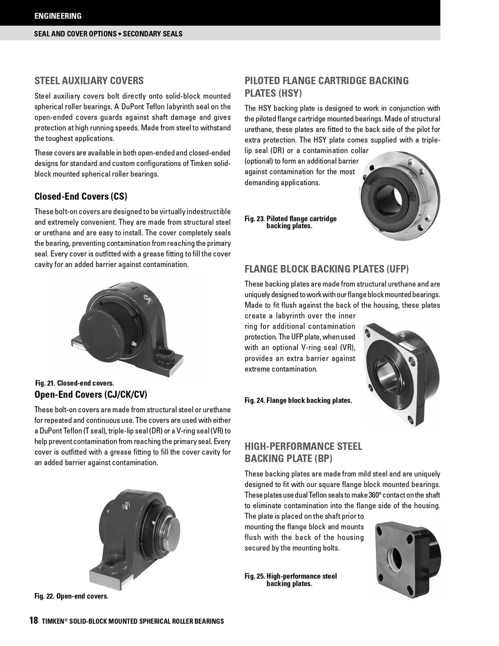 70mm Timken SRB Steel Open End Cover w/Teflon Seal - TA/DV Taper Lock Bushing Type  CK16T070S