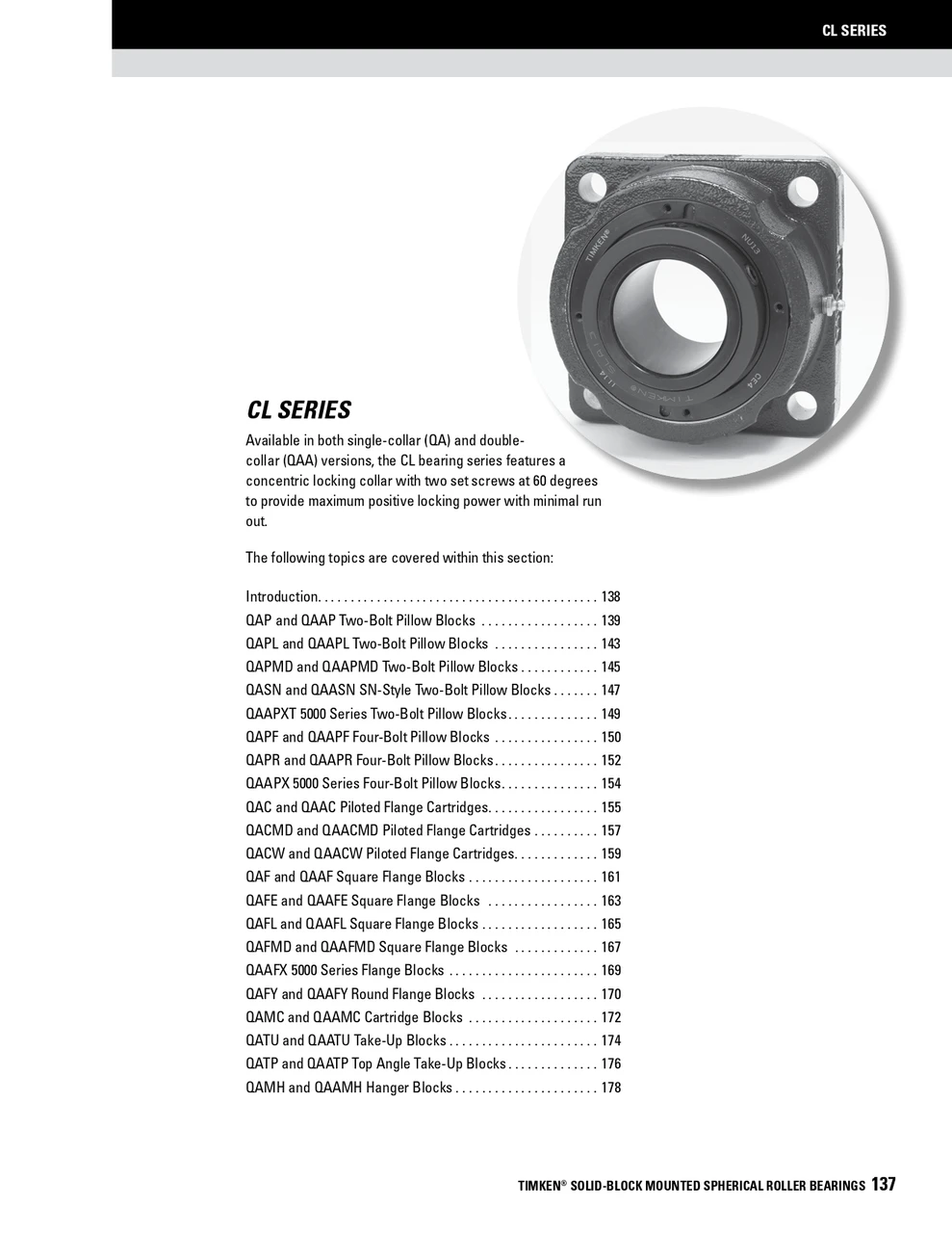 50mm Timken QAA Replacement Bearing & Seal Kit - Two Concentric Shaft Collars - Double Lip Nitrile Seals  QAA050KITSB