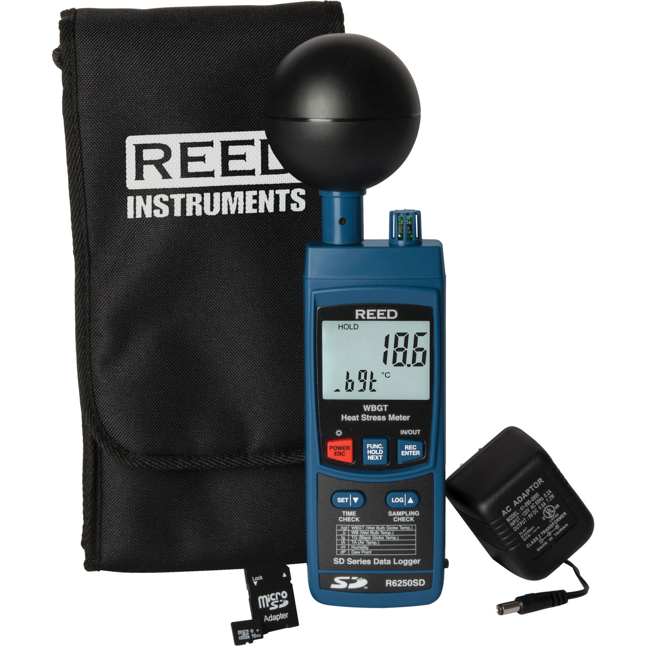 Data Logging Heat Stress Meter w/ Power Adapter & SD Card   R6250SD-KIT