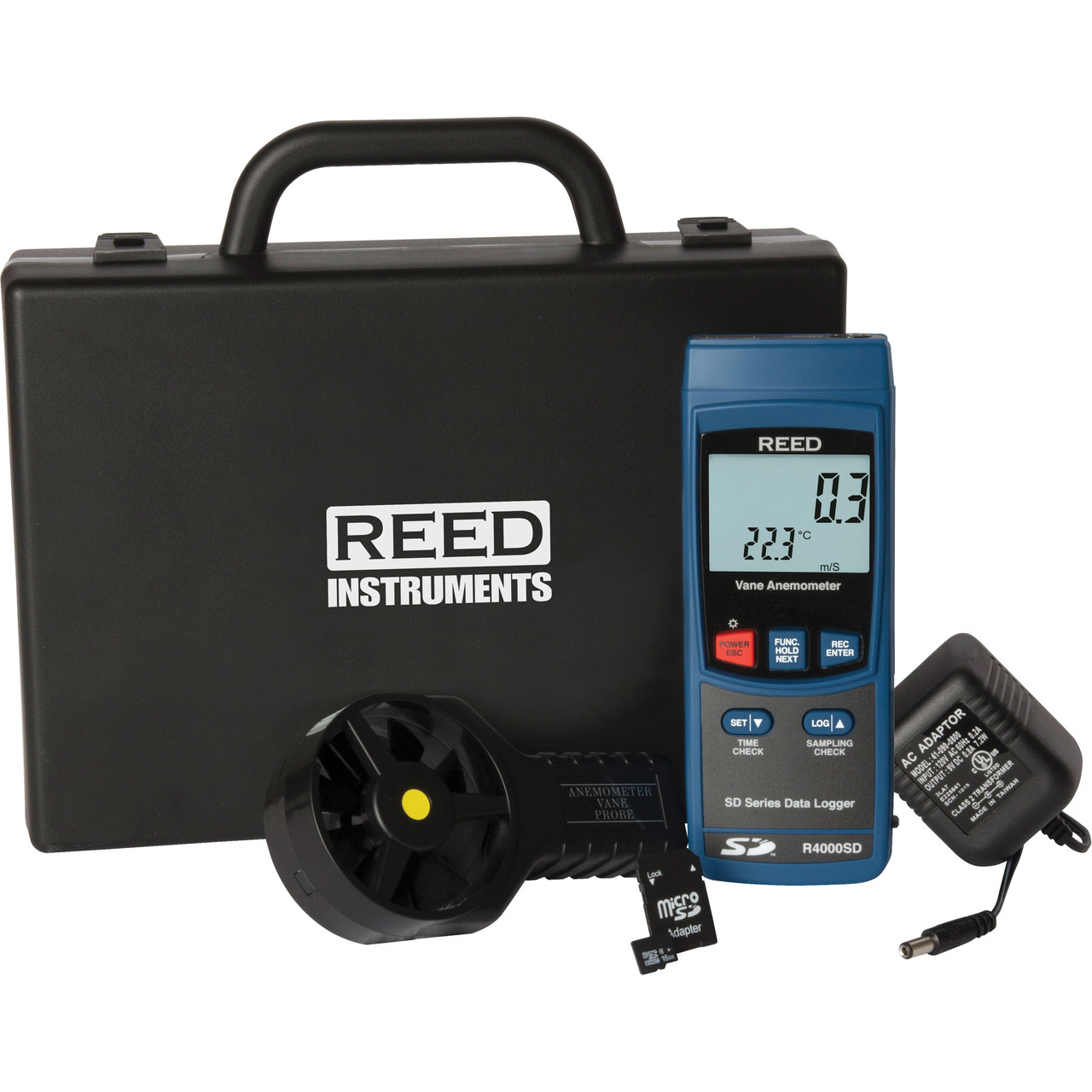 Data Logging Vane Thermo-Anemometer w/ Power Adapter & SD Card   R4000SD-KIT